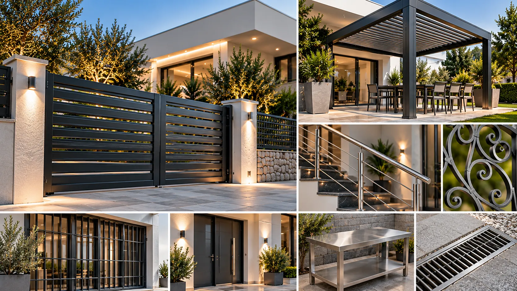 Cancello, pergola, ringhiera, grate, portone e arredi in acciaio realizzati su misura da Cannata Arredo Inox